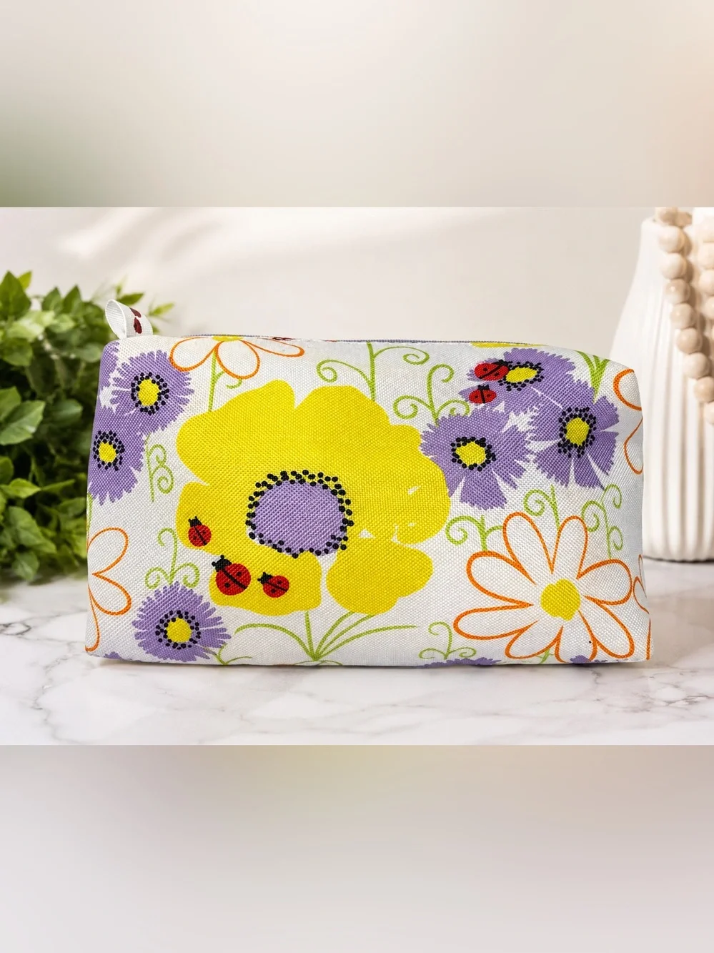 💥3/$15💥 Clinique Floral Canvas Cosmetic Pouch in Yellow & Lavender
